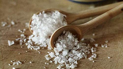 Maldon salt on a cutting board