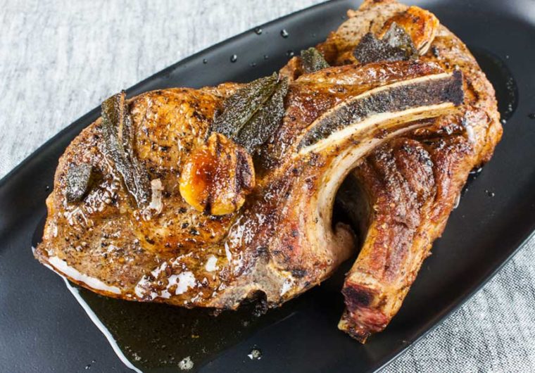 Simple ingredients and simple instructions on how to deliver a moist and juicy thick cut pork chop every time. #recipes #pork #porkchops