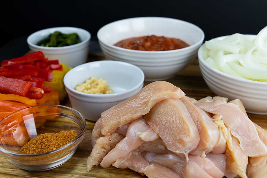 Ingredients for chicken fajita stew