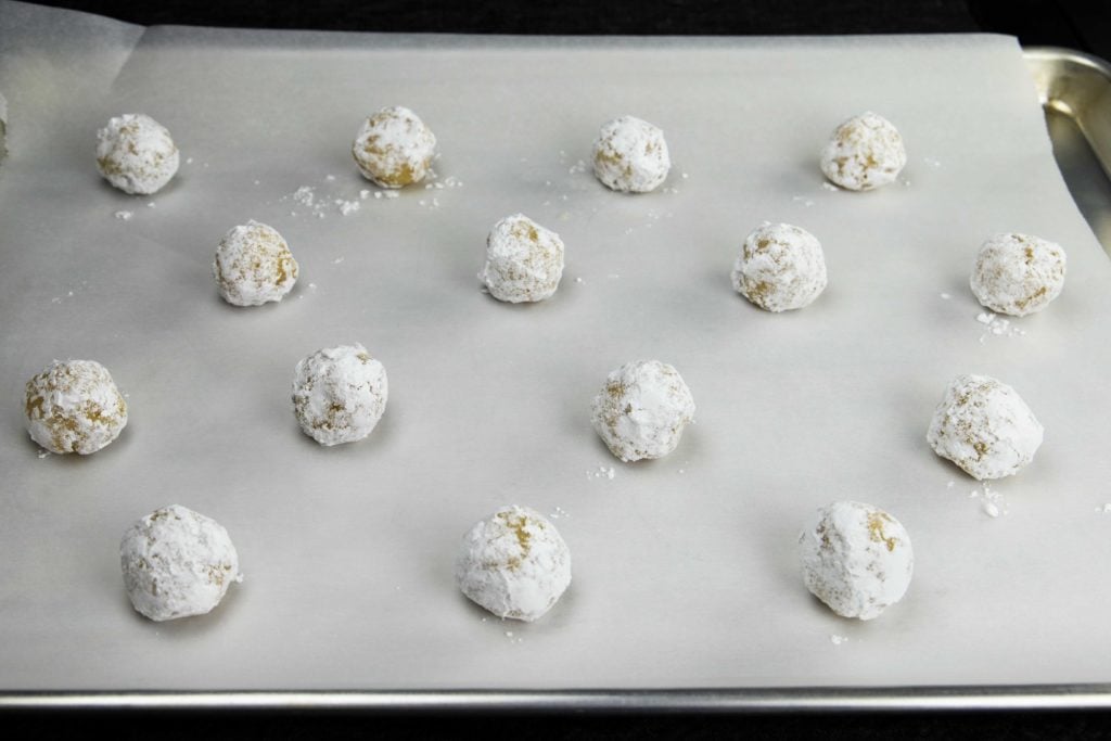 Amaretti Cookies on baking sheet