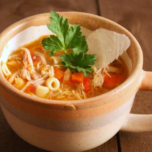 Sicilian chicken noodle soup in a cup