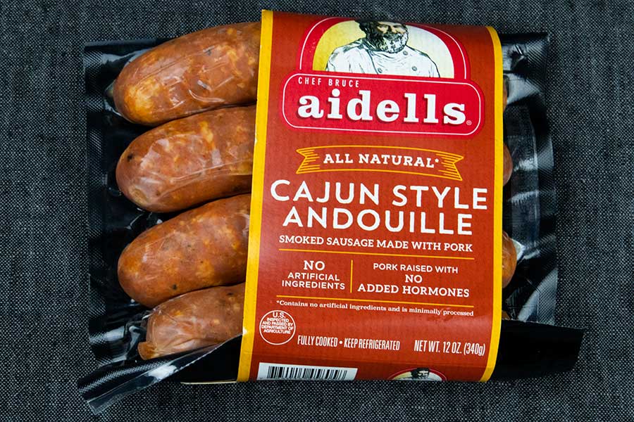 Package of store-bought cajun sytle andouille.