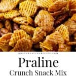 praline crunch snack mix in bowl