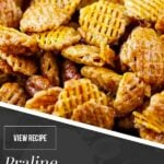 praline crunch snack mix in bowl