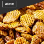 praline crunch snack mix in bowl