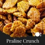 praline crunch snack mix in bowl