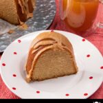 apple cider pound cake on a white plate