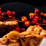 apple pie slice on white plate
