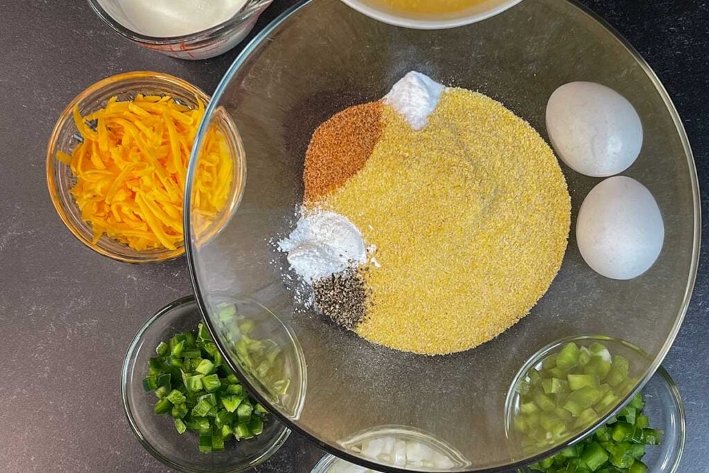 Ingredients for a creole cornbread