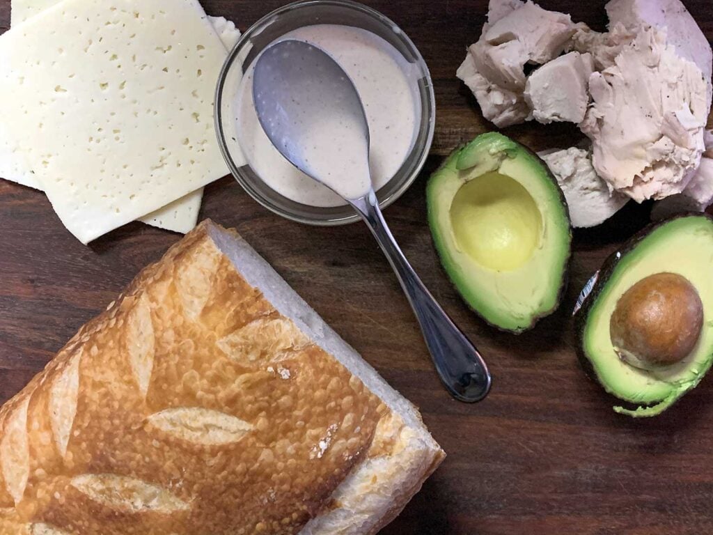 Ingredients for a smoked chicken panini