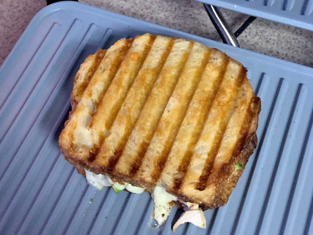 Smoked chicken sandwich in a panini