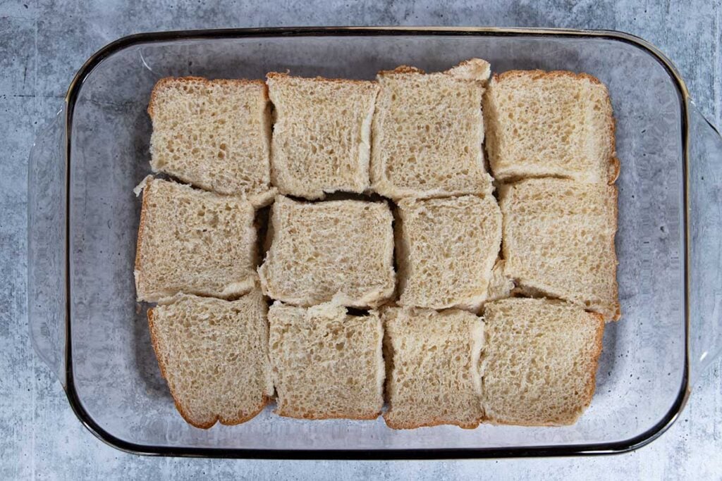 Bottoms of buns in the bottom of a 9x13 pan.