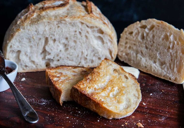 sourdough bread sliced and toasted
