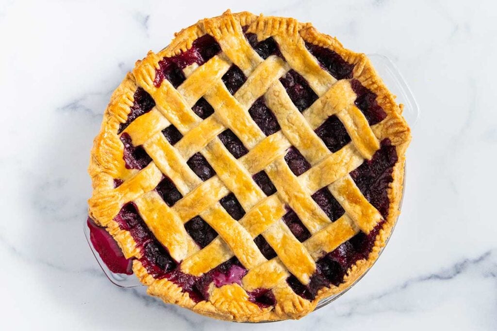 lattice top blueberry pie