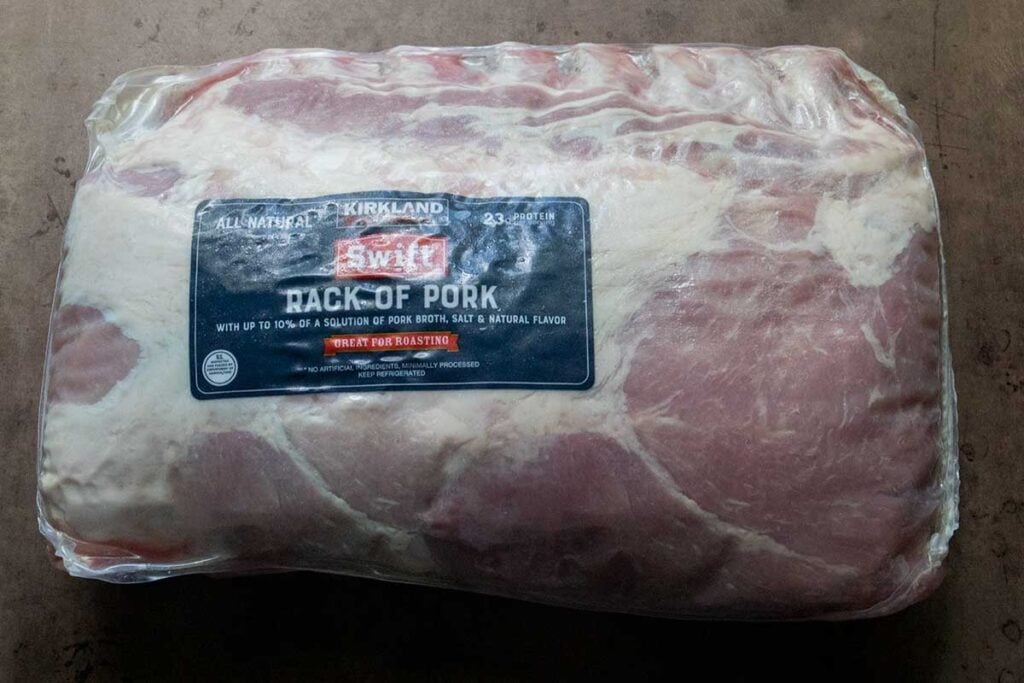 rack of pork in the packaging