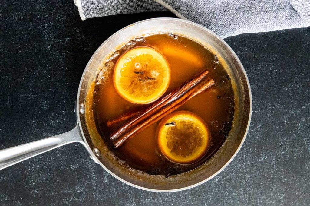 honey syrup reduced in a saucepan