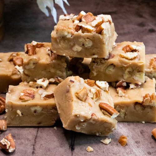 Butter pecan fudge on sheet pan.