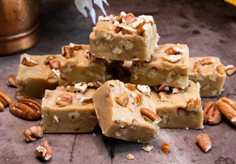 butter pecan fudge on sheet pan