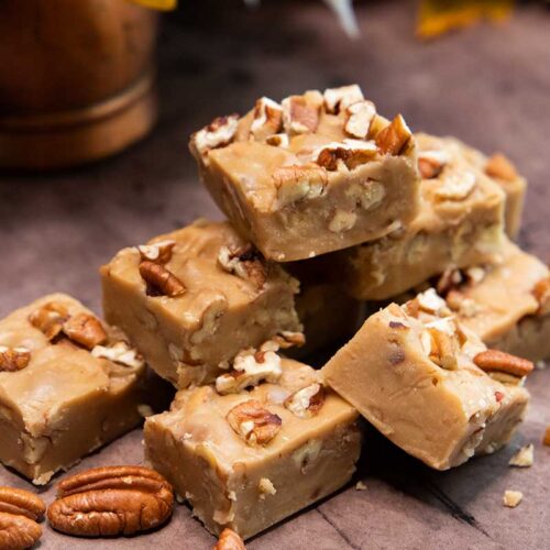 butter pecan fudge stacked