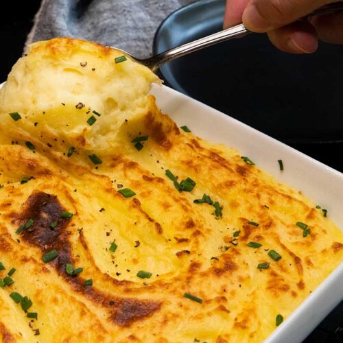 Serving some whipped potatoes