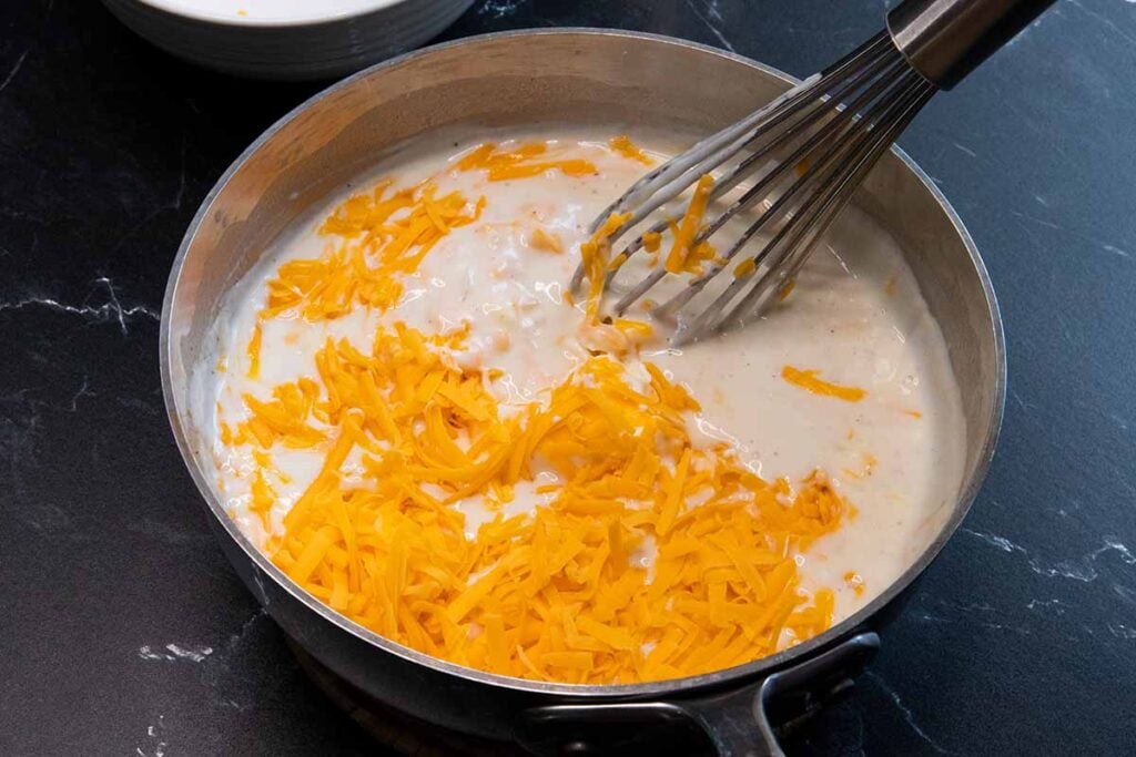 cheese sauce in a sauce pan