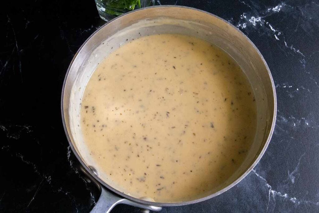 cheese sauce in a pot