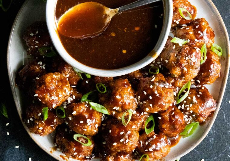 Asian inspired meatballs with sauce