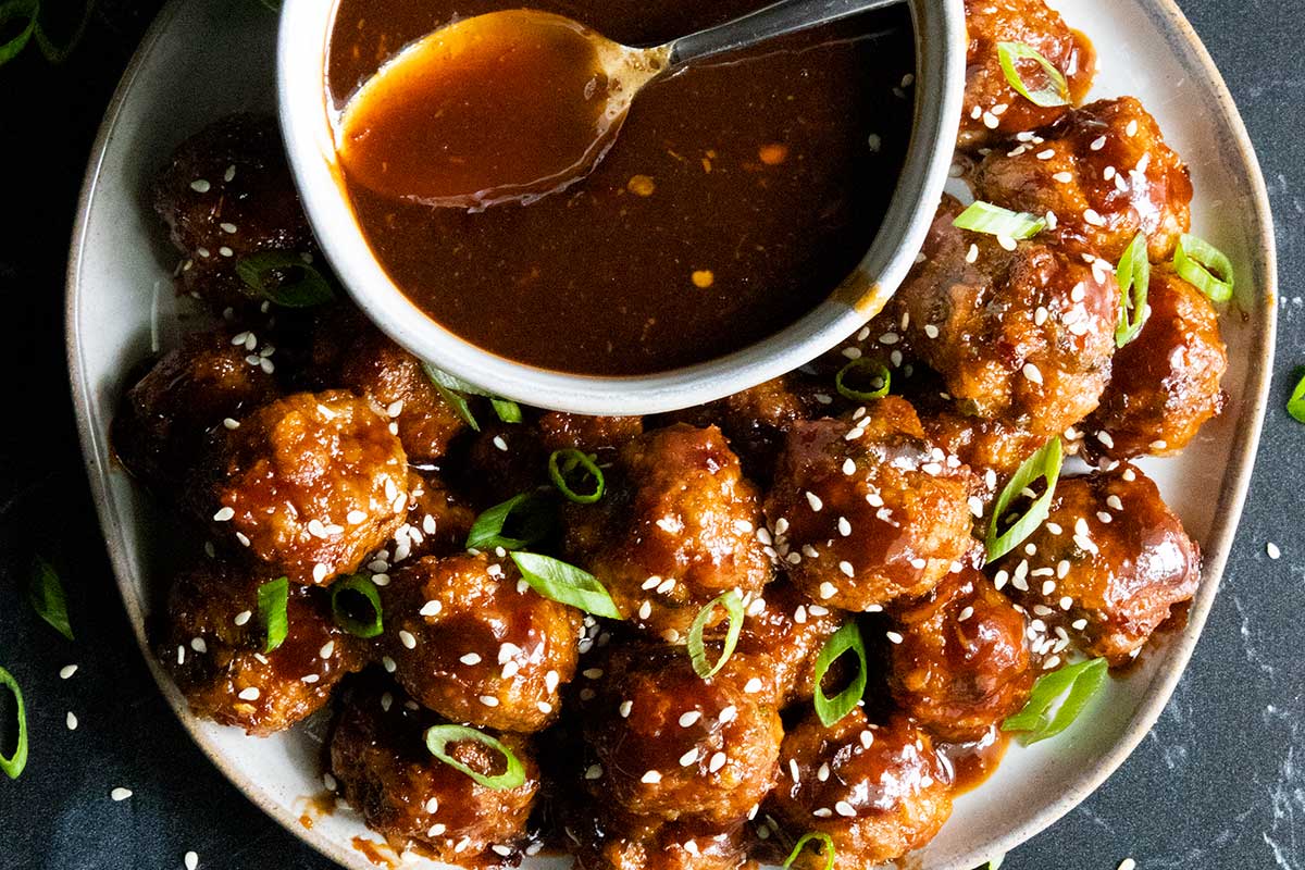 Asian inspired meatballs with sauce
