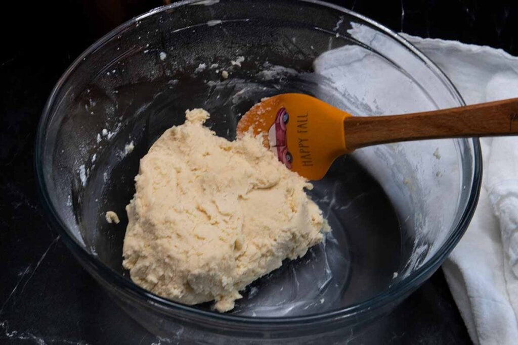 cookies dough in a glass bowl