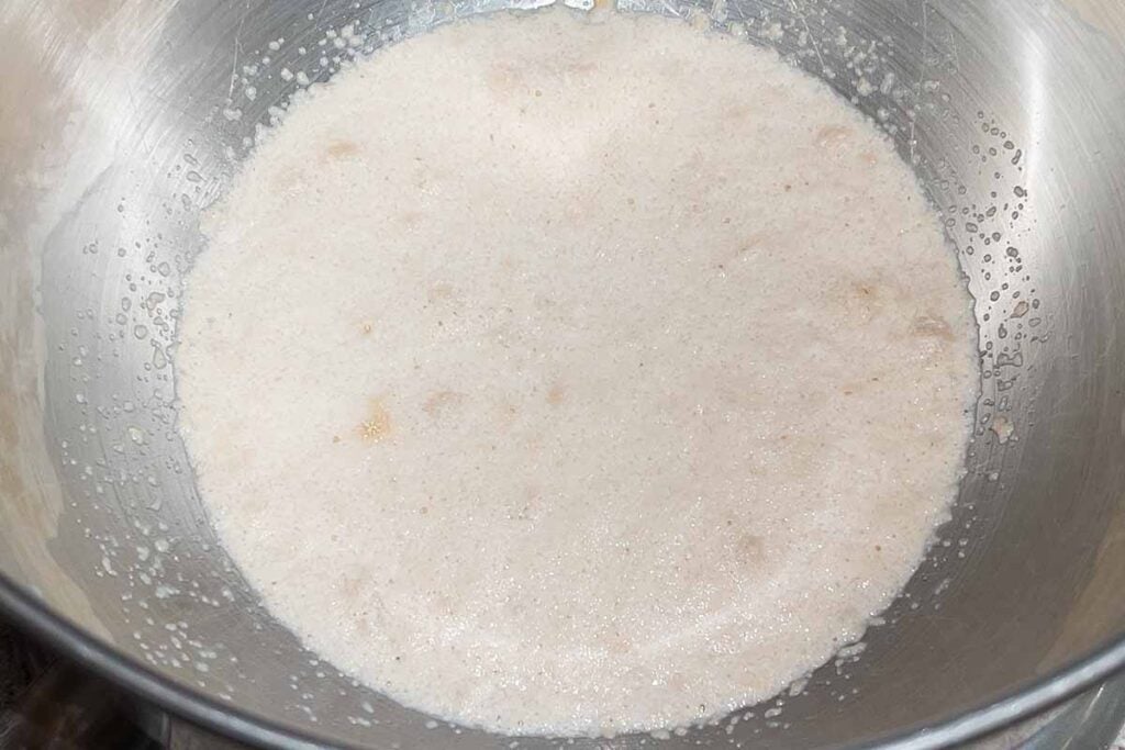 Yeast blooming in a bowl