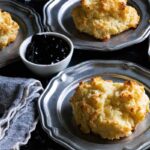 buttermilk drop biscuits on silver plates