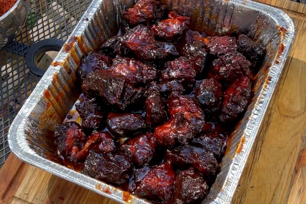 Sauced up pork butt burnt ends