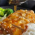 Chicken Teriyaki with rice and broccoli.