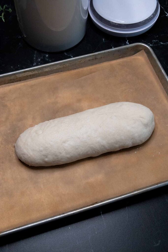 Italian bread dough starting its second rise.