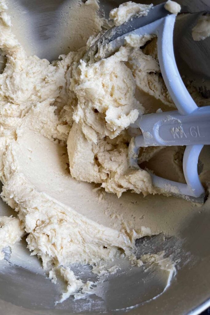 Italian ricotta cookie dough in the mixing bowl