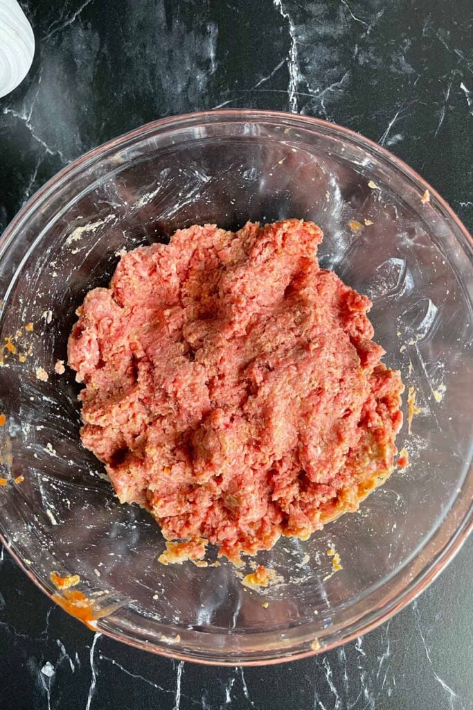 meatloaf mixture in a glass bowl