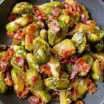 A bowl of roasted brussels sprouts with honey butter