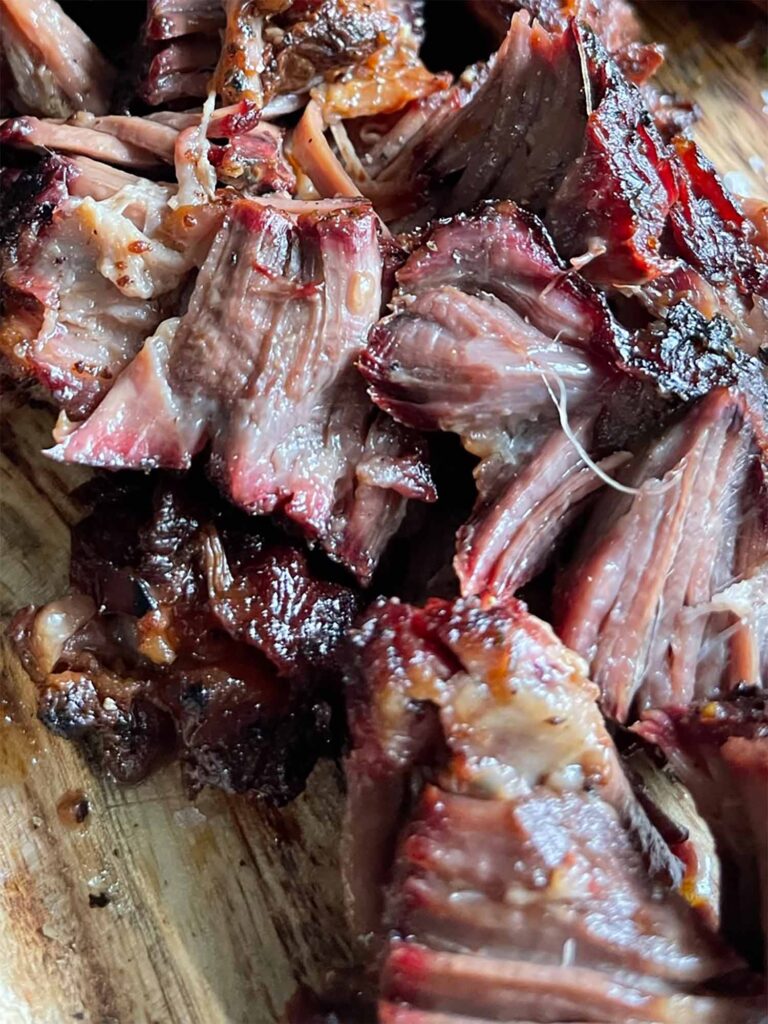 Close up of smoked chuck roast