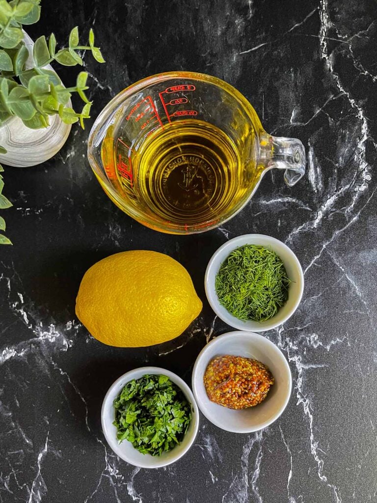 Ingredients for herb potato salad.