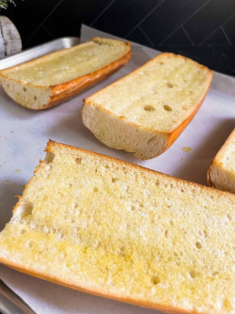 French bread for french bread pizza lightly toasted.