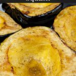 Roasted acorn squash halves.