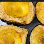 Roasted acorn squash halves.