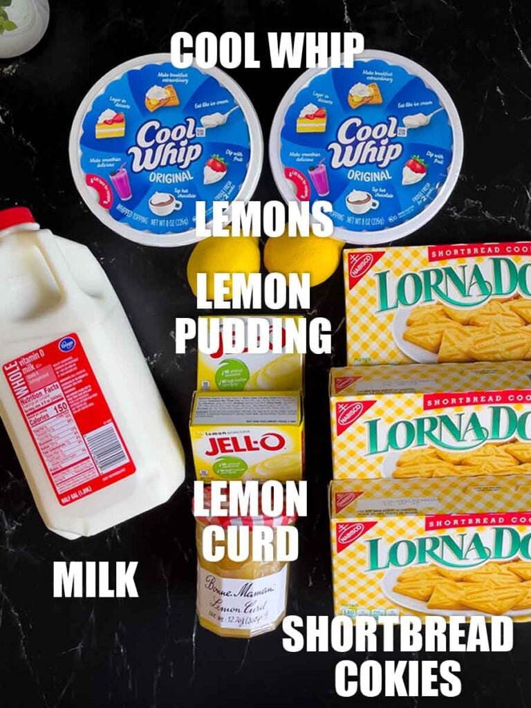 Ingredients for lemon icebox cake.