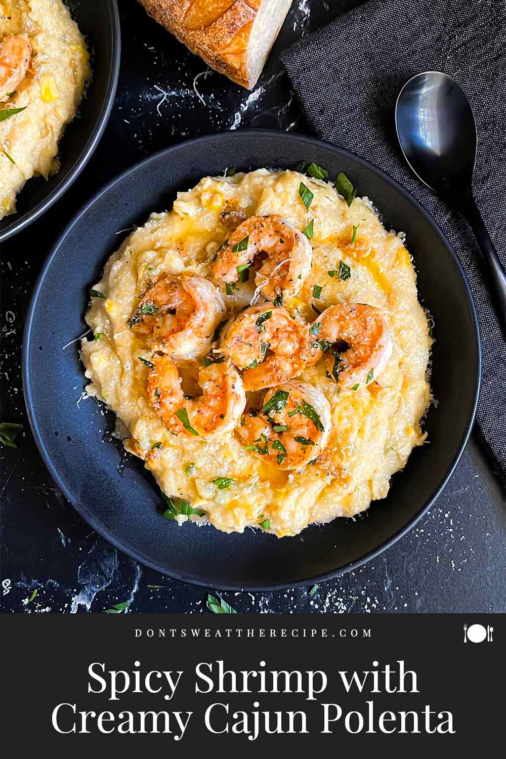 Spicy Shrimp with Creamy Cajun Polenta - Don't Sweat The Recipe