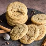 Chai sugar cookies on an old metal cake pan.