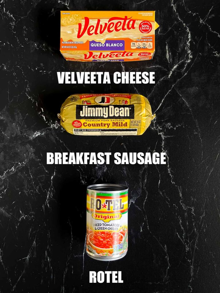 Ingredients for velveeta cheese dip.