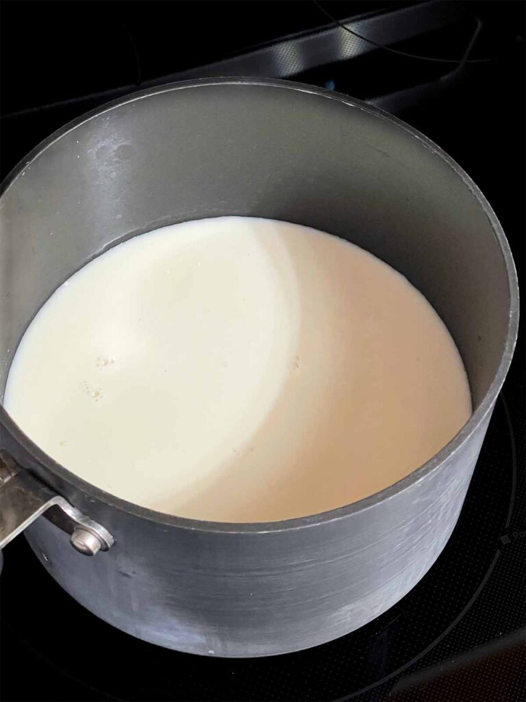 Milk in a saucepan.