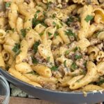 Pasta alla Norcina in a skillet.