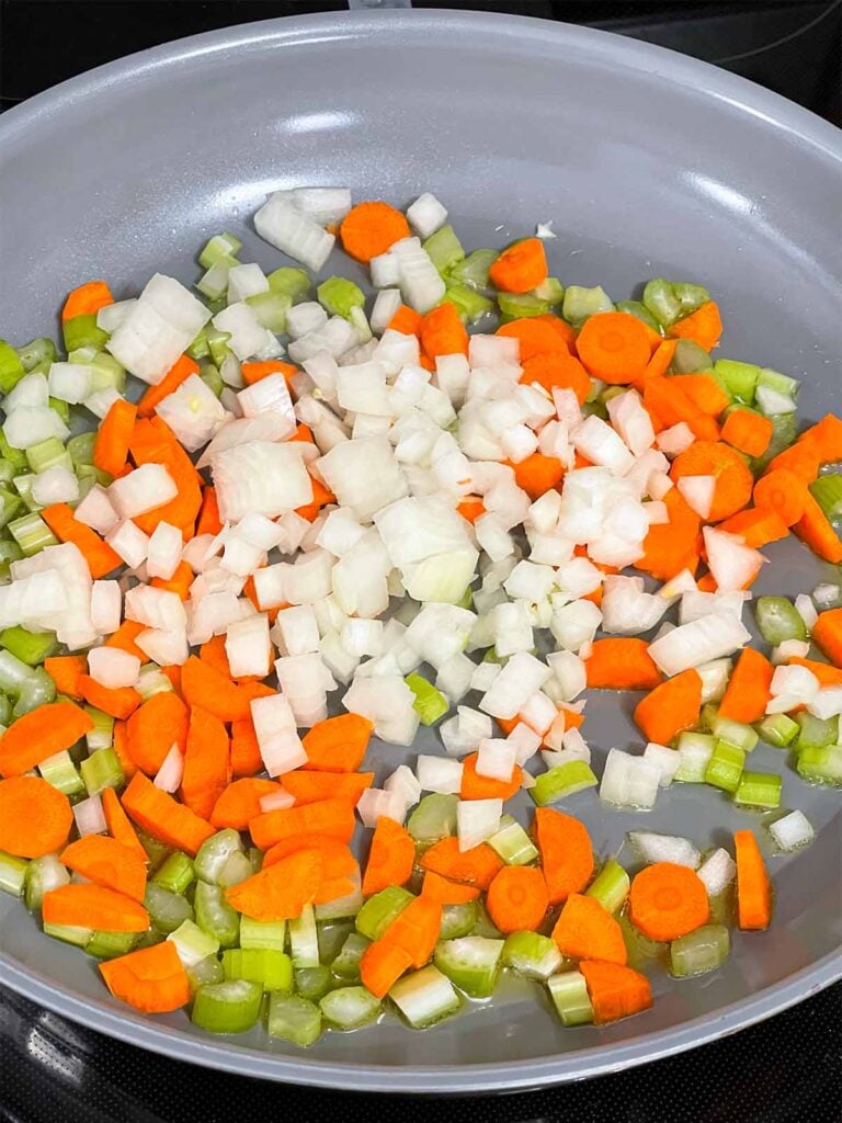 Mirepoix in a skillet.