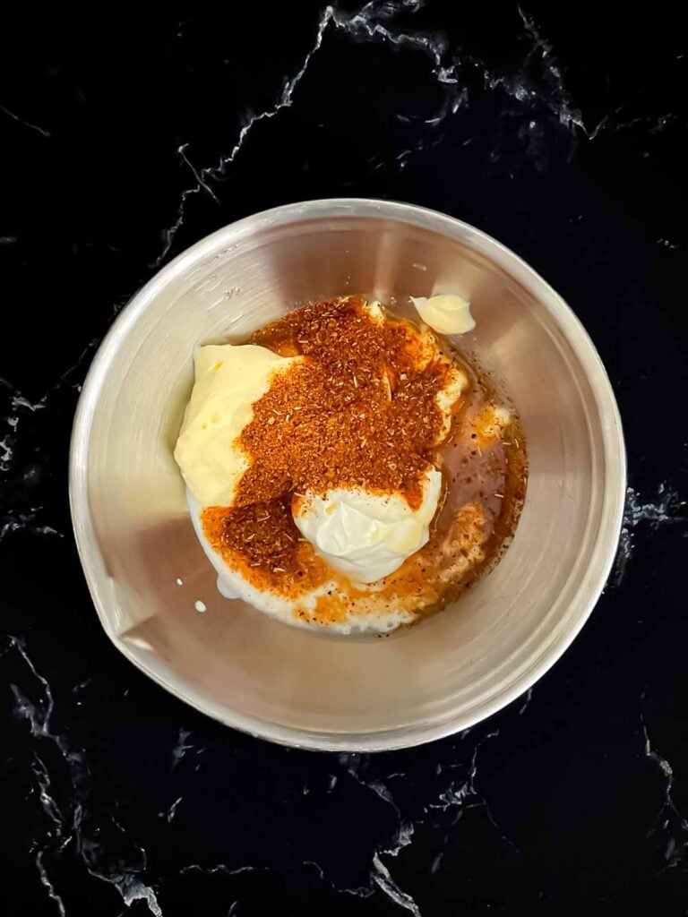 Southwest sauce ingredients in a bowl.